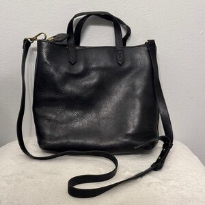 Madewell Black Leather Tote Bag